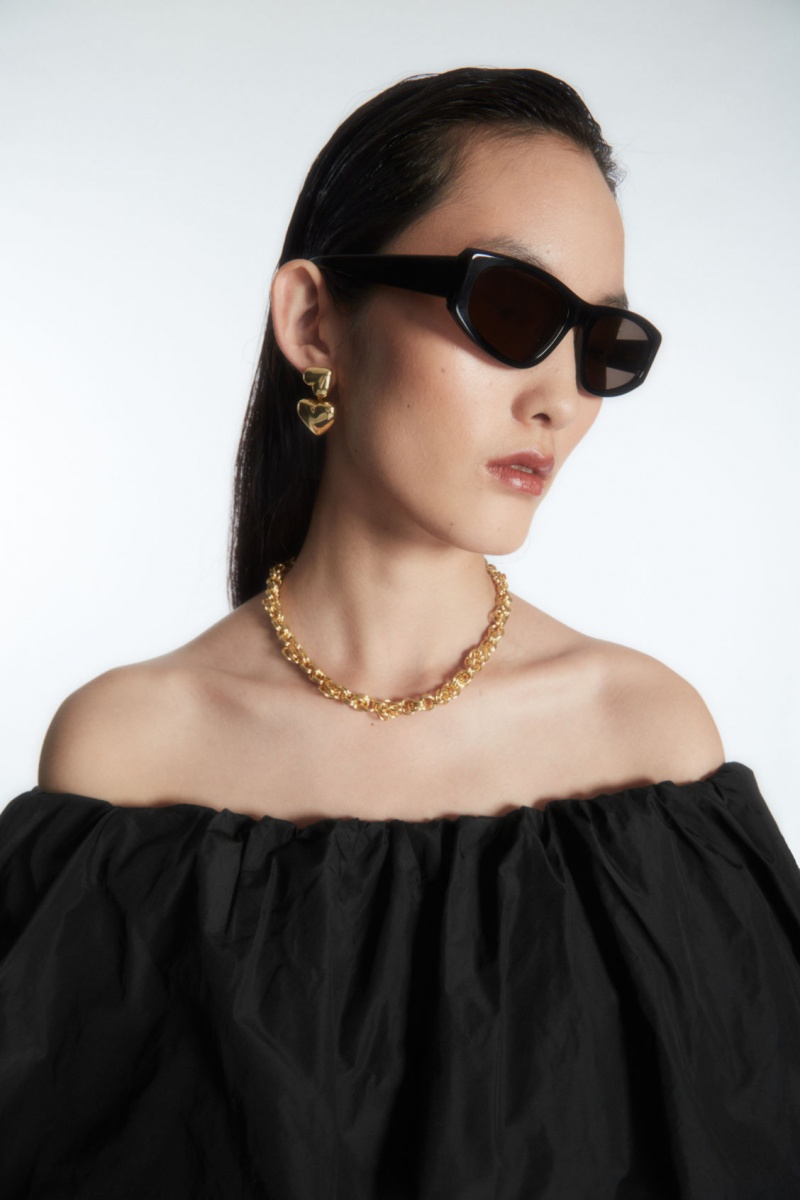 Dámské Topy COS Voluminous Off-The-Shoulder Černé | JDTA-80956