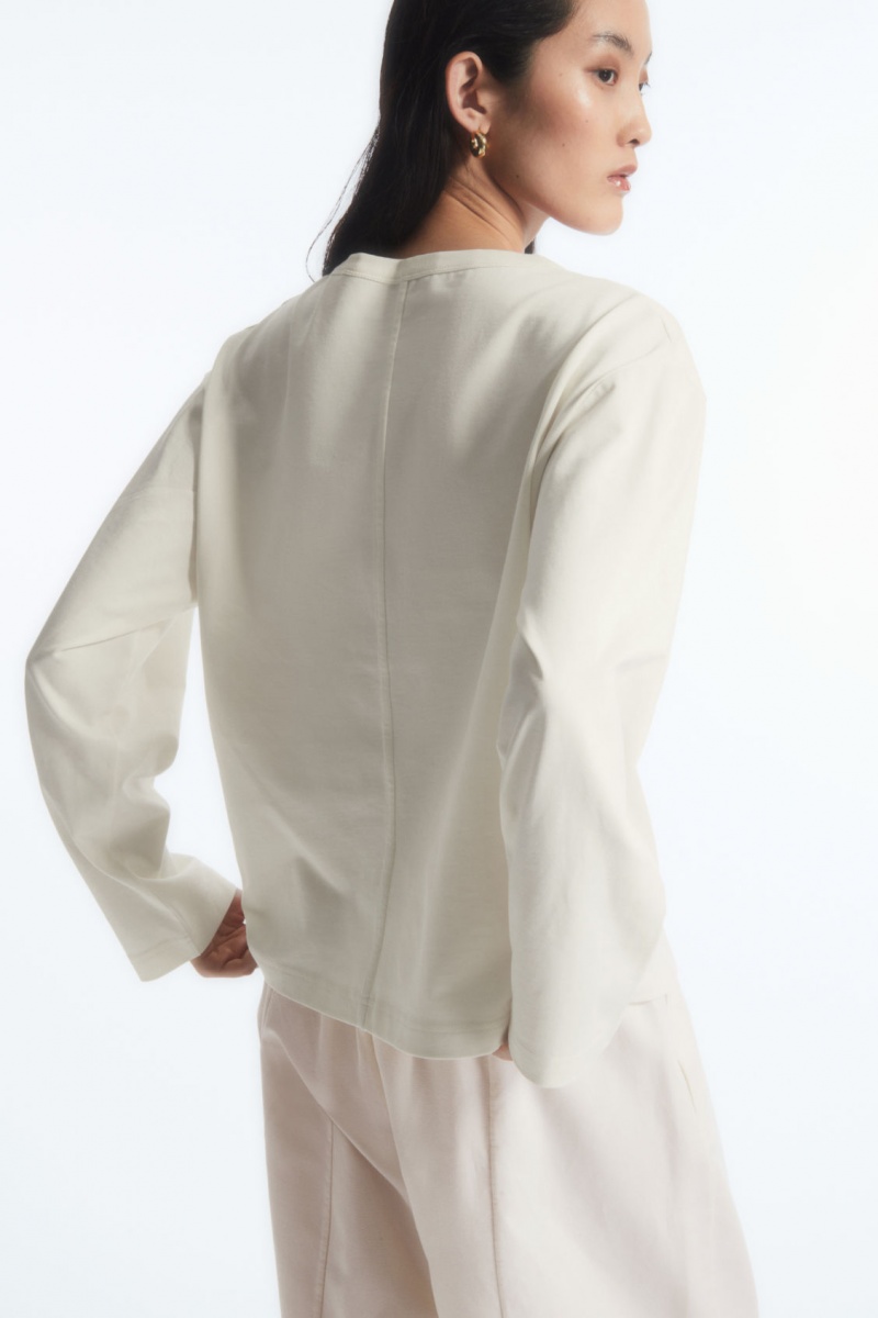 Dámské Tričko COS Boxy Long-Sleeved Bílé | IUFQ-52478