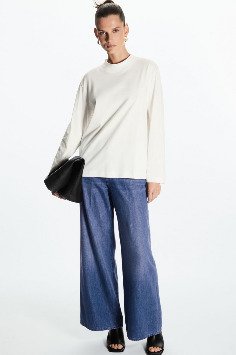 Dámské Tričko COS Long-Sleeved Mock-Neck Bílé | XECL-71250