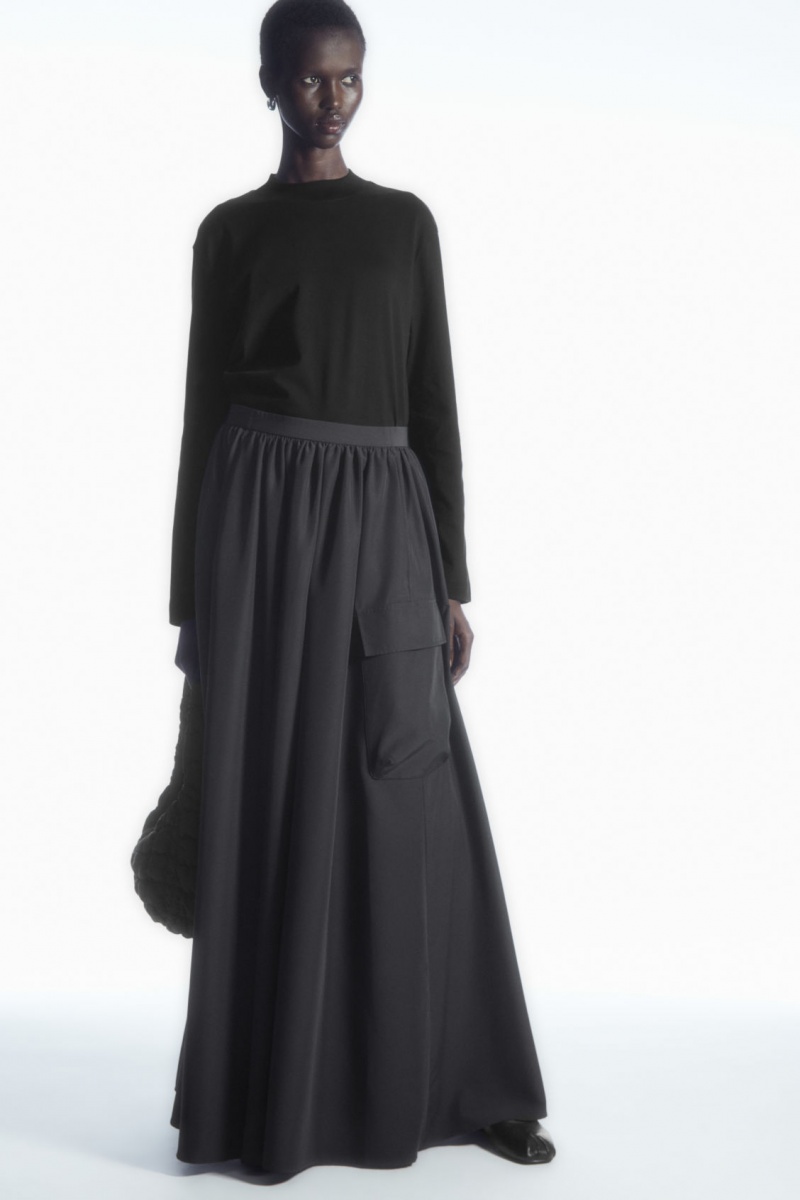 Dámské Tričko COS Long-Sleeved Mock-Neck Černé | CHAP-63471