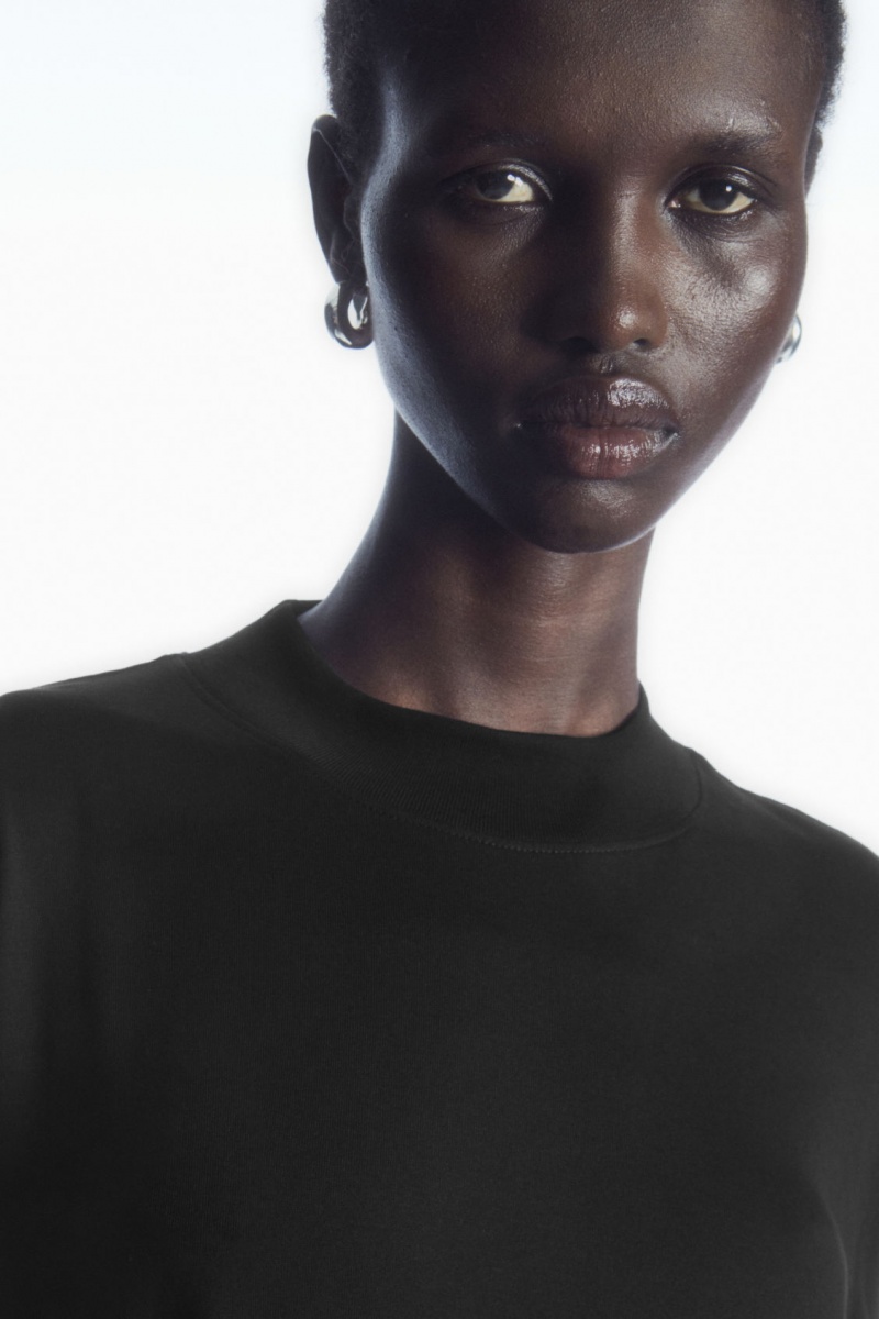 Dámské Tričko COS Long-Sleeved Mock-Neck Černé | CHAP-63471