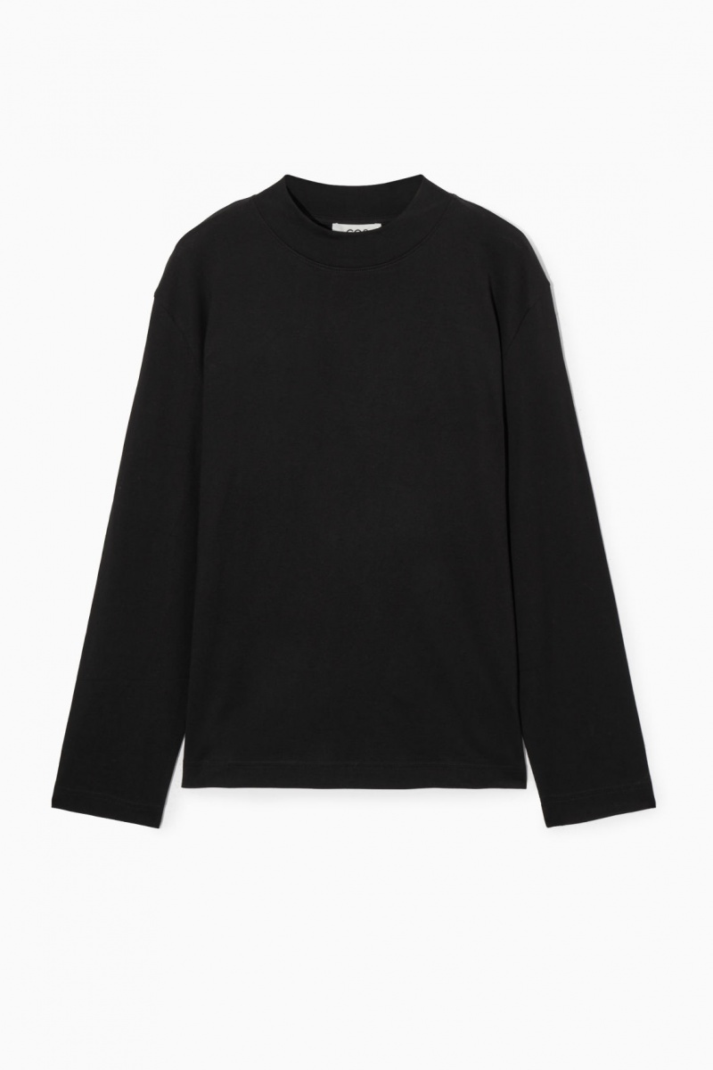Dámské Tričko COS Long-Sleeved Mock-Neck Černé | CHAP-63471
