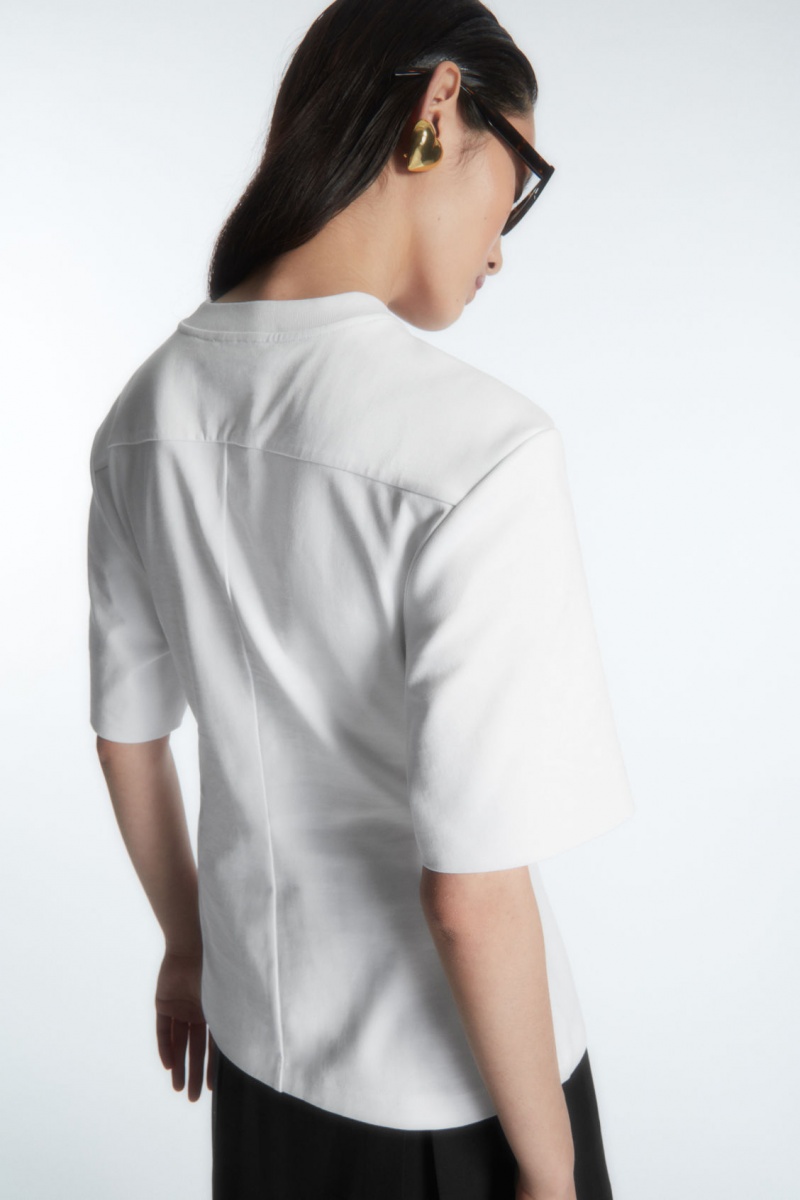 Dámské Tričko COS Power-Shoulder Waisted Bílé | YKRG-35248