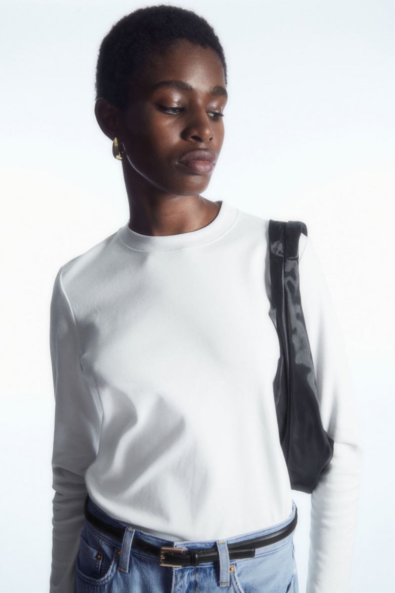 Dámské Tričko COS Regular-Fit Heavyweight Long-Sleeved Bílé | ZMFB-57901
