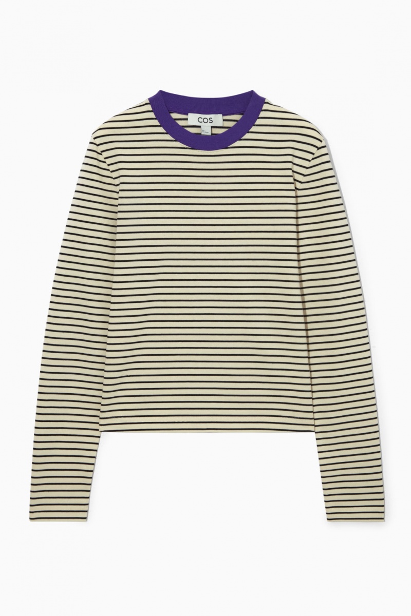 Dámské Tričko COS Regular-Fit Heavyweight Long-Sleeved Krém Černé | OCQR-81670