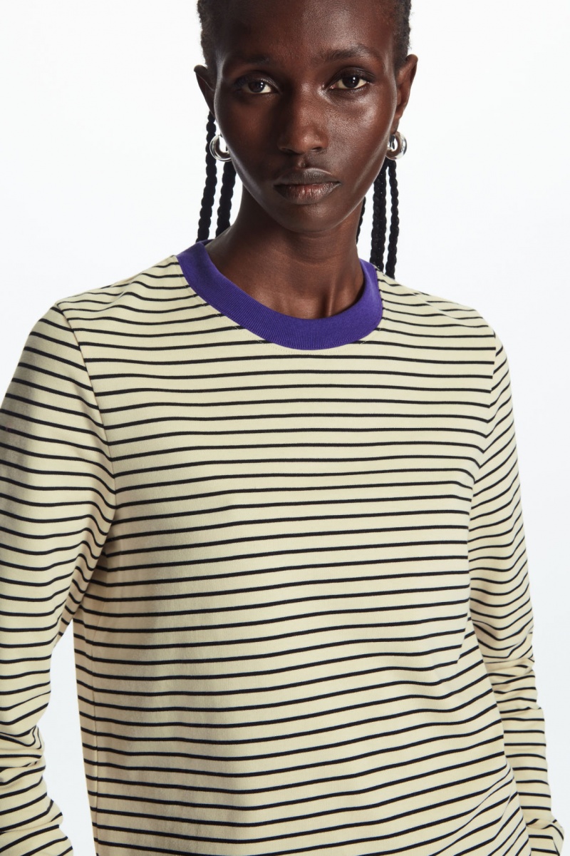 Dámské Tričko COS Regular-Fit Heavyweight Long-Sleeved Krém Černé | OCQR-81670
