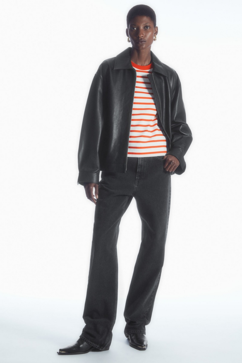 Dámské Tričko COS Regular-Fit Heavyweight Long-Sleeved Oranžové Bílé | BKCI-81403