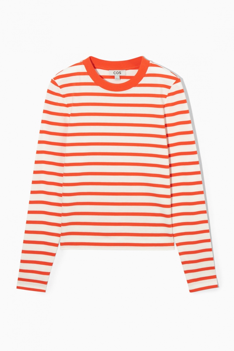 Dámské Tričko COS Regular-Fit Heavyweight Long-Sleeved Oranžové Bílé | BKCI-81403