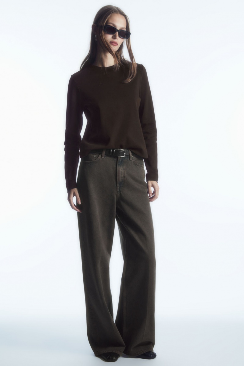 Dámské Tričko COS Regular-Fit Heavyweight Long-Sleeved Tmavě Hnědé | GIUB-39540