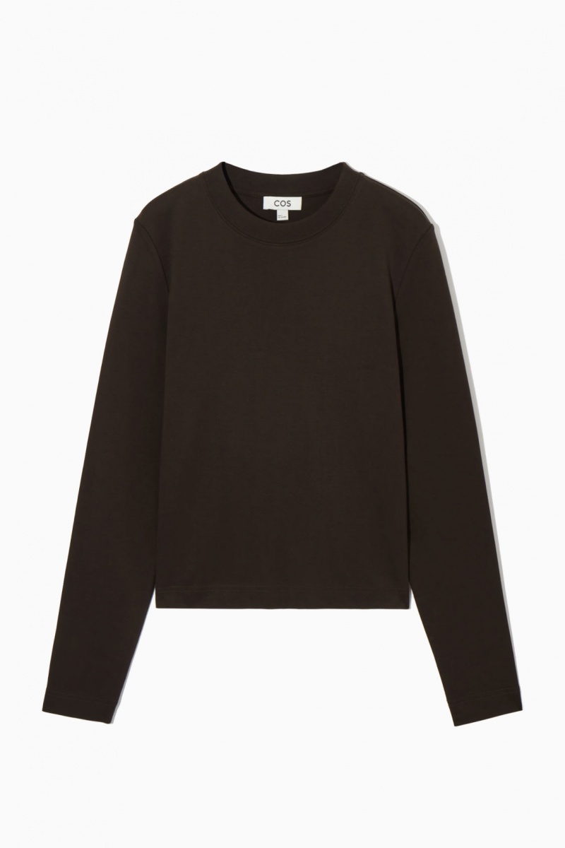Dámské Tričko COS Regular-Fit Heavyweight Long-Sleeved Tmavě Hnědé | GIUB-39540