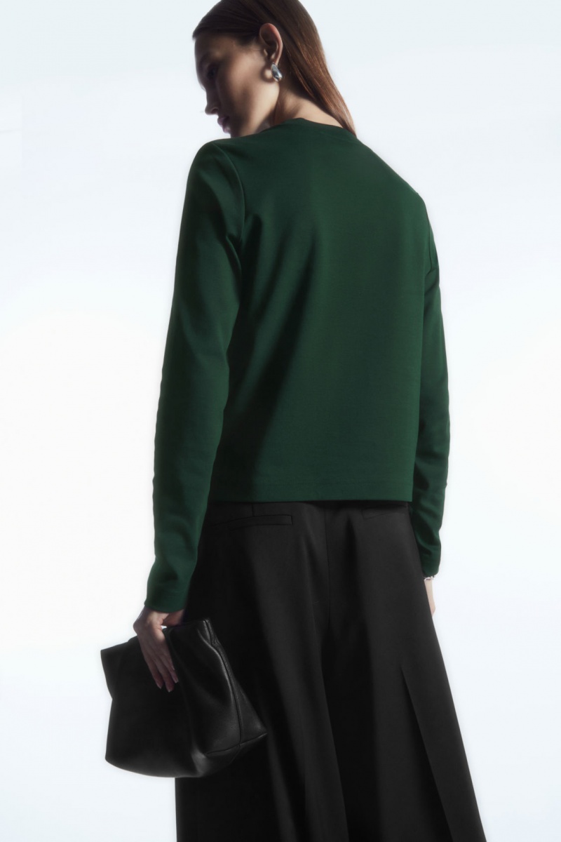 Dámské Tričko COS Regular-Fit Heavyweight Long-Sleeved Tmavě Zelene | YEGF-15347