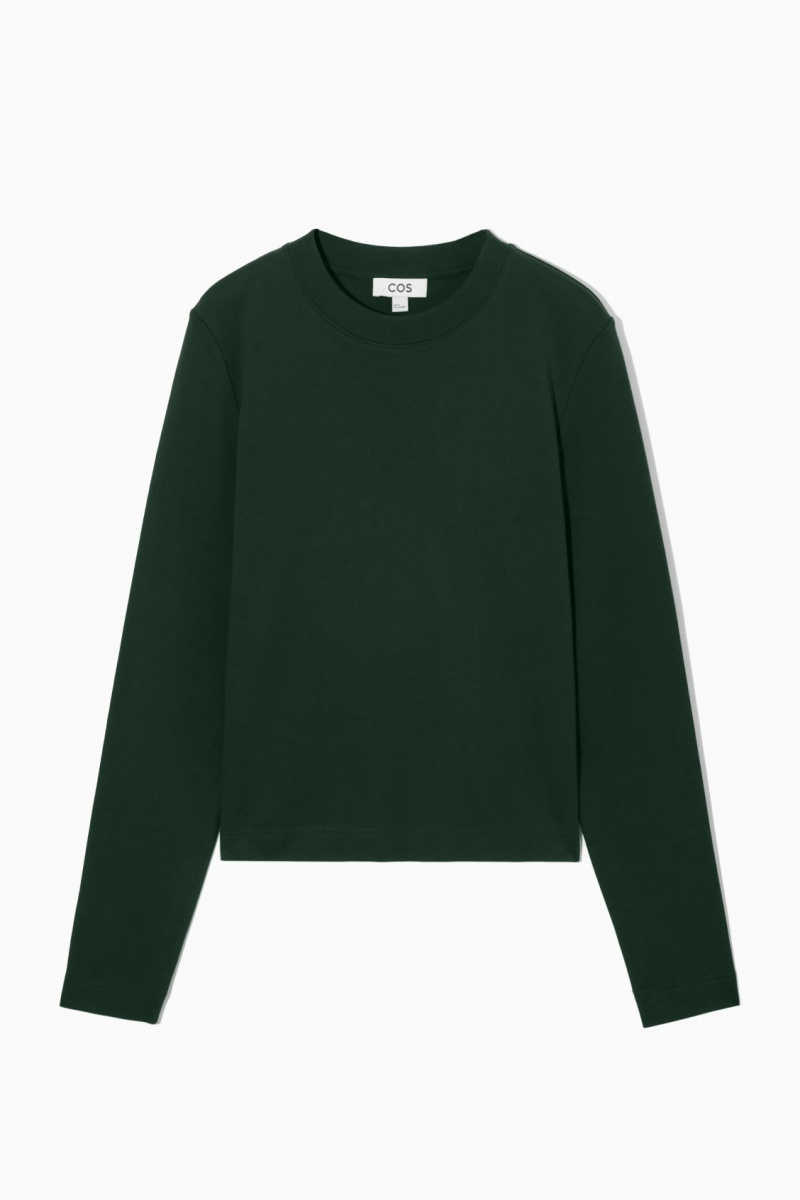 Dámské Tričko COS Regular-Fit Heavyweight Long-Sleeved Tmavě Zelene | YEGF-15347