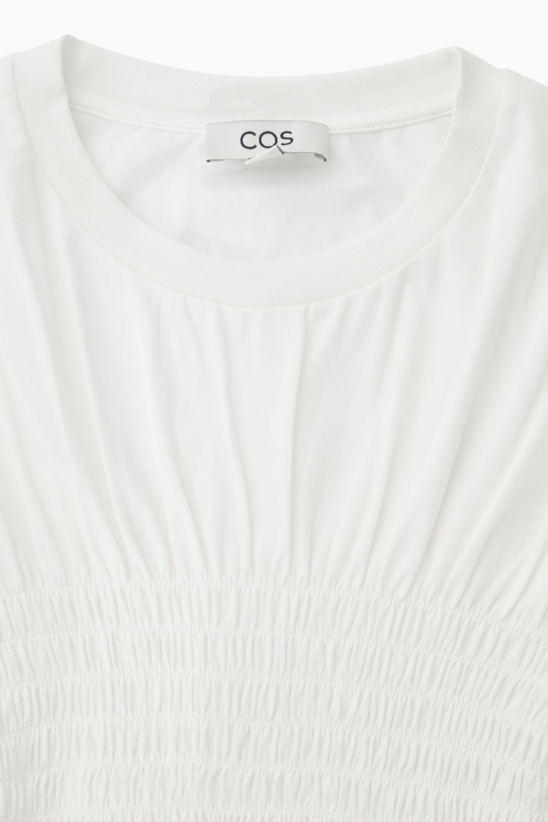 Dámské Tričko COS Smocked-Bodice Bílé | JYPH-15802
