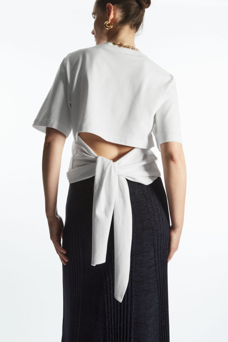 Dámské Tričko COS The Bow Back Bílé | XWDF-78461