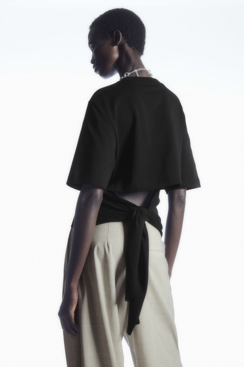 Dámské Tričko COS The Bow Back Černé | GDLX-45310