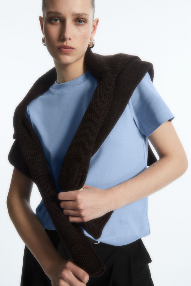 Dámské Tričko COS The Clean Cut Světle Blankyt | XYRJ-37910