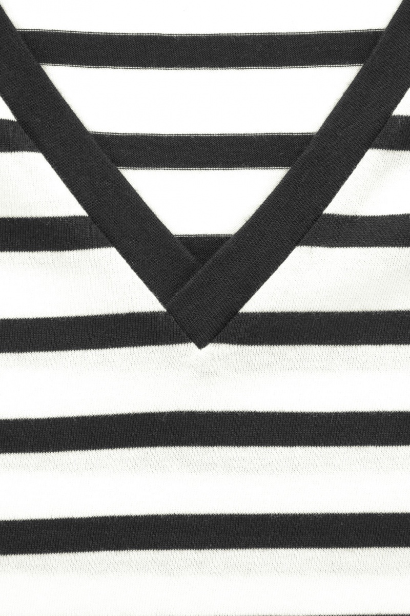 Dámské Tričko COS V-Neck Tmavě Blankyt Bílé | EUBY-10943