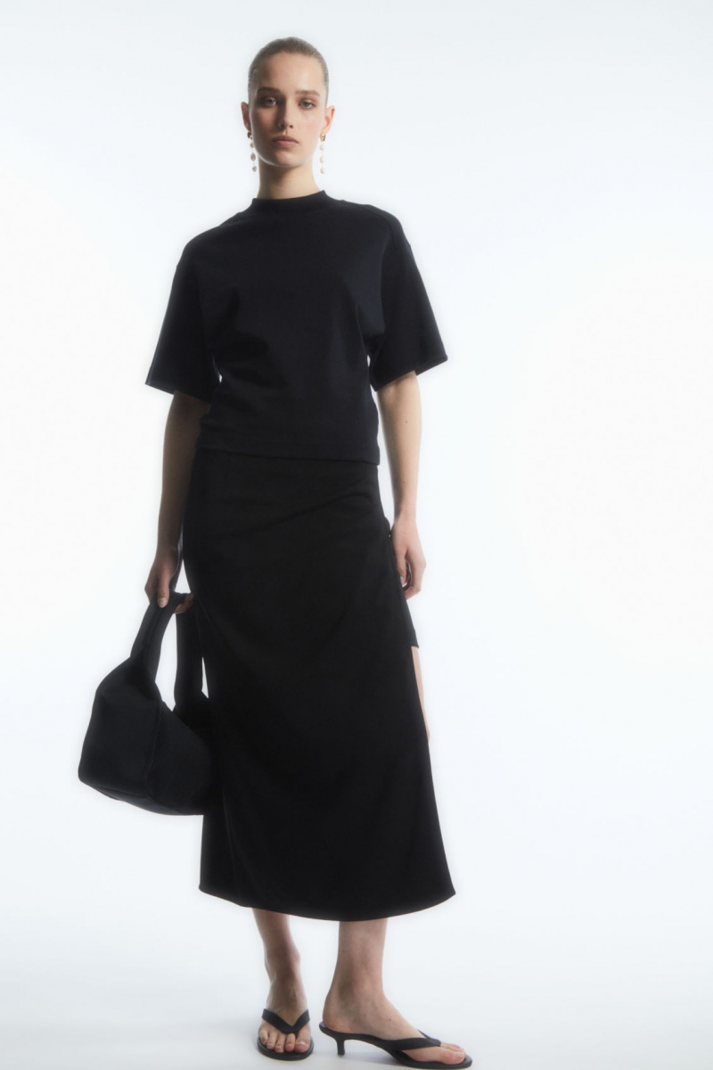 Dámské Tričko COS Waisted Mock-Neck Černé | TRSJ-21078
