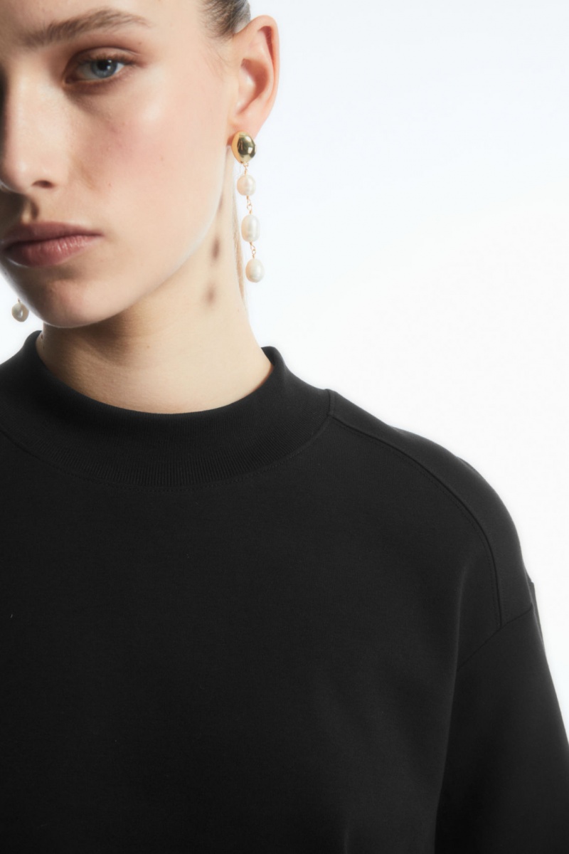 Dámské Tričko COS Waisted Mock-Neck Černé | TRSJ-21078