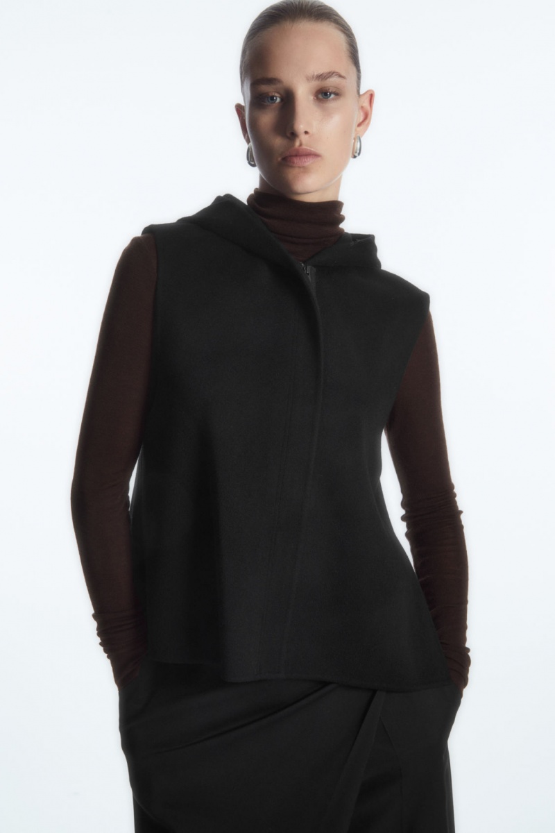Dámské Vesta COS Double-Faced Hybridní S Kapucí Černé | RWSN-04186