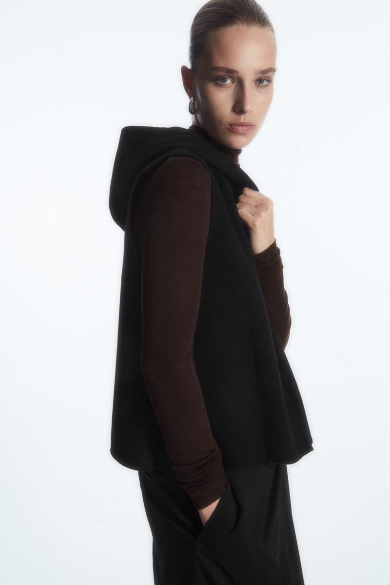 Dámské Vesta COS Double-Faced Hybridní S Kapucí Černé | RWSN-04186