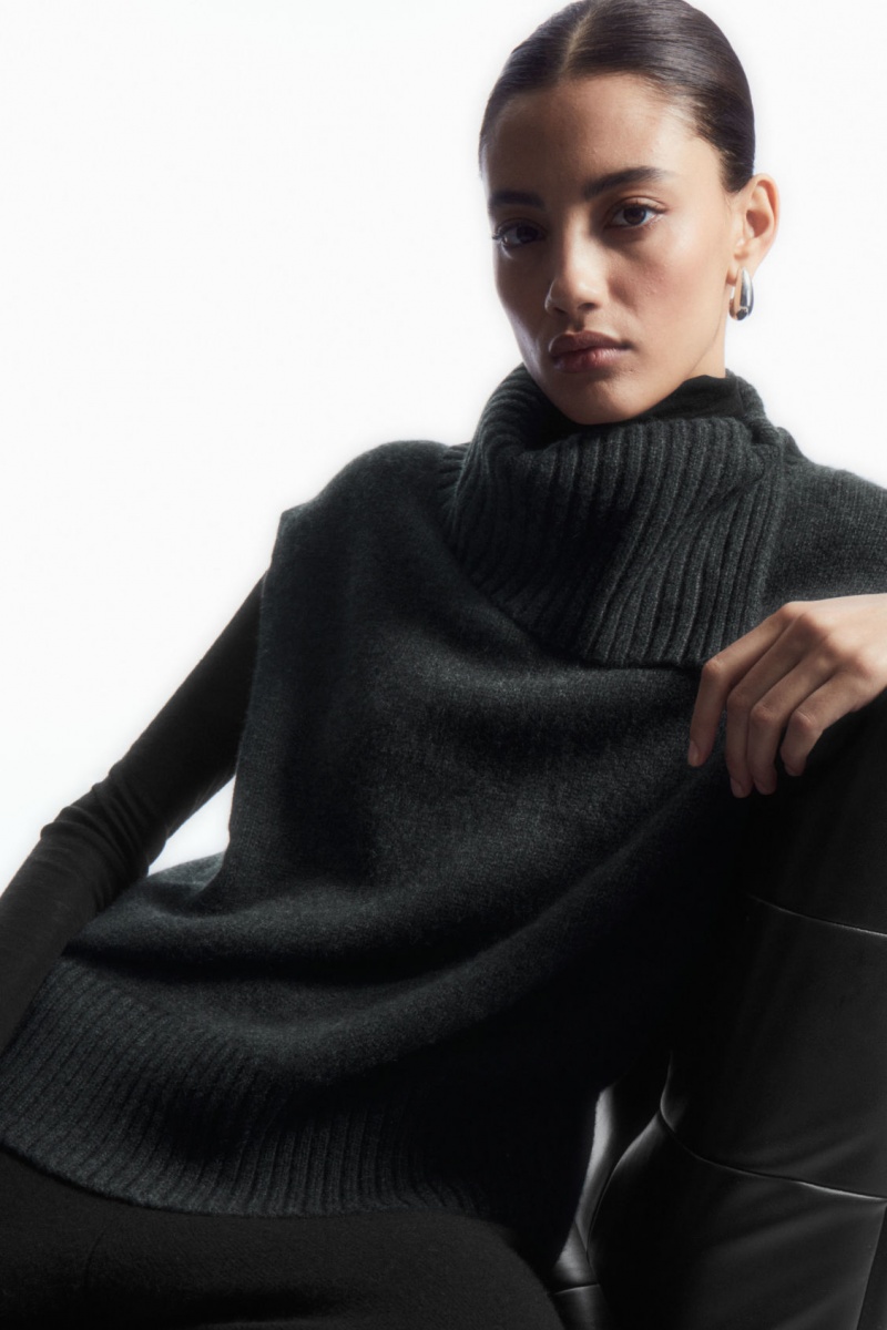Dámské Vesta COS High-Neck Pure Cashmere Tank Tmavě Šedé | OWYM-70659