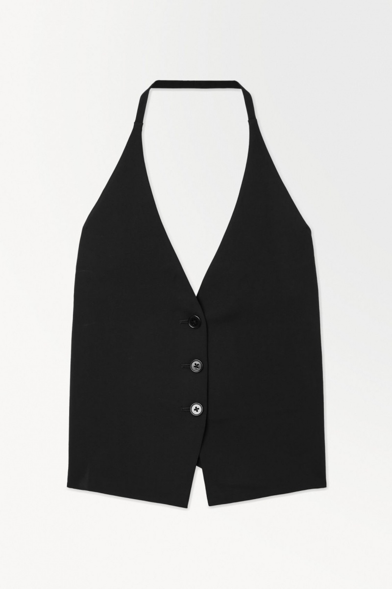 Dámské Vesta COS The Halterneck Silk-Blend Černé | LSUZ-26175