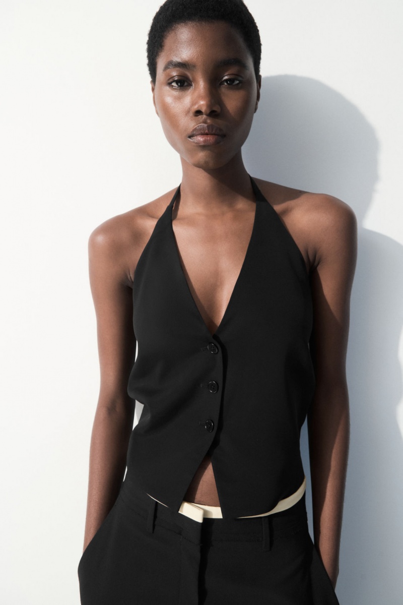 Dámské Vesta COS The Halterneck Silk-Blend Černé | LSUZ-26175