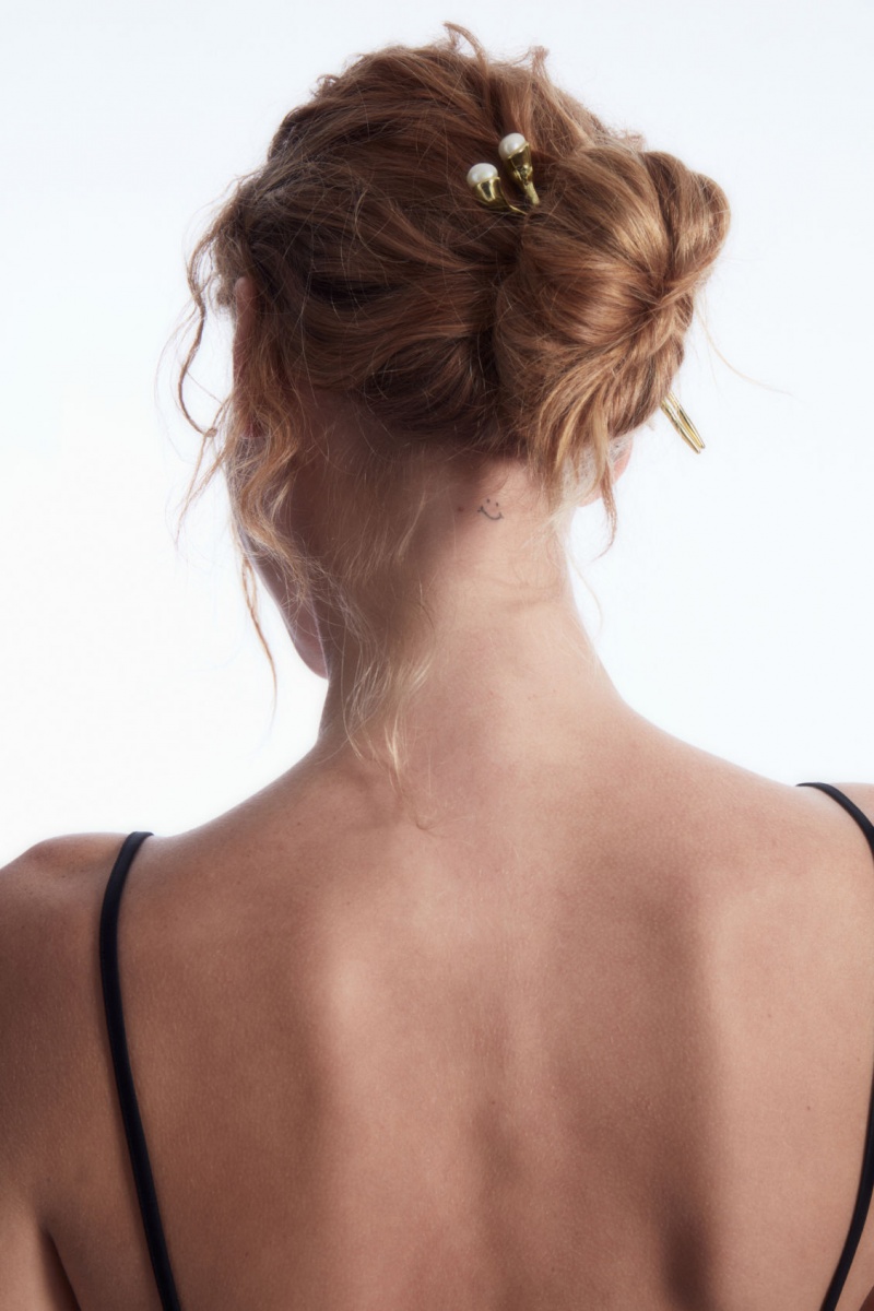 Dámské Vlasové Příslušenství COS Freshwater Pearl Hair Pin Zlaté | QMOK-61328