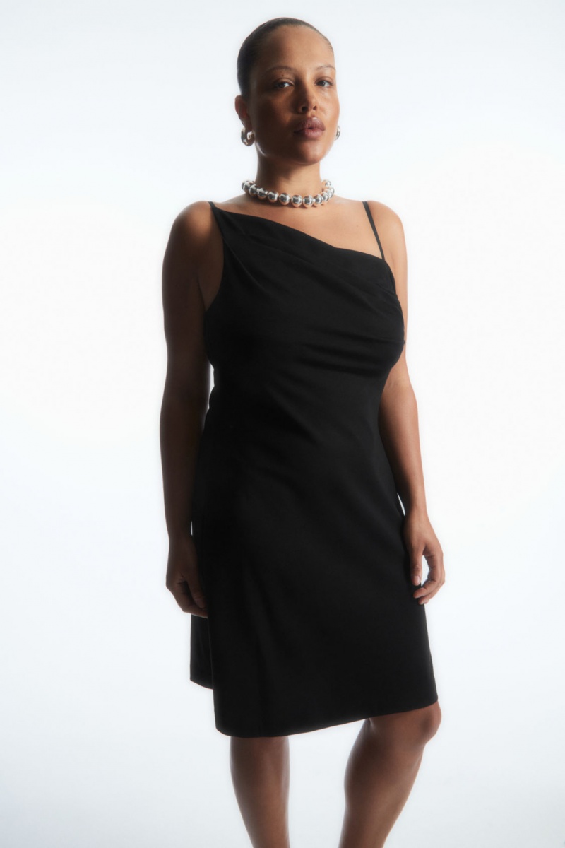 Dámské Šaty COS Asymmetric Draped Mini Černé | CWMN-67195