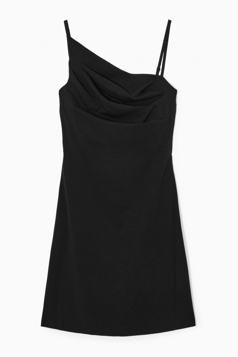 Dámské Šaty COS Asymmetric Draped Mini Černé | CWMN-67195