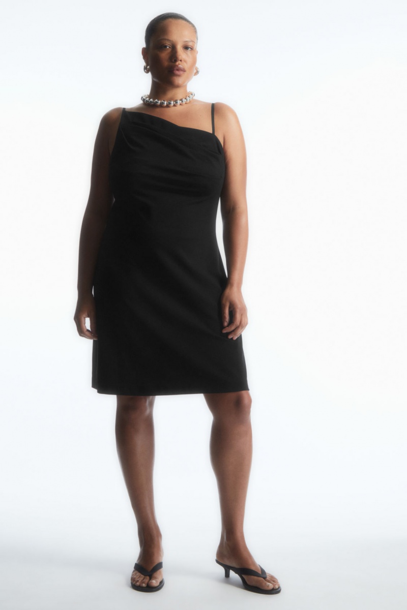 Dámské Šaty COS Asymmetric Draped Mini Černé | CWMN-67195