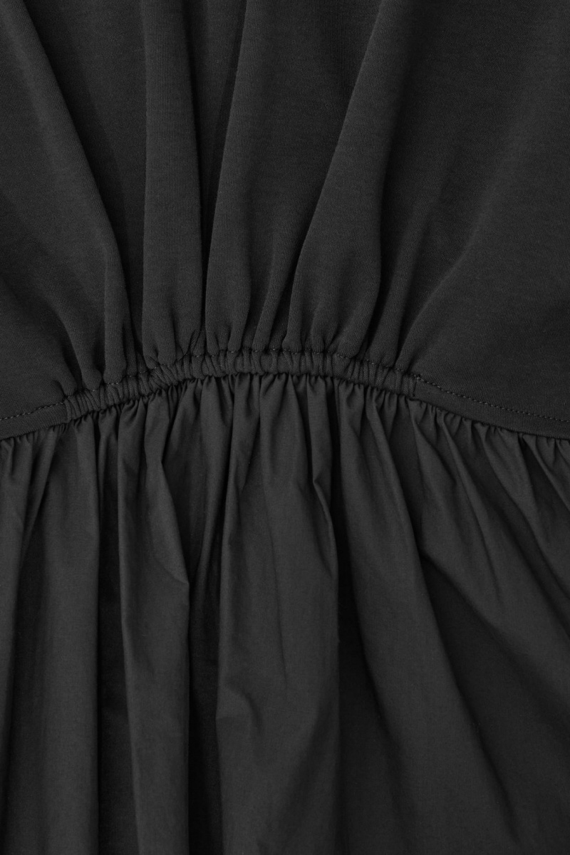 Dámské Šaty COS Asymmetric Gathered-Pasem Midi Černé | VCSP-85432