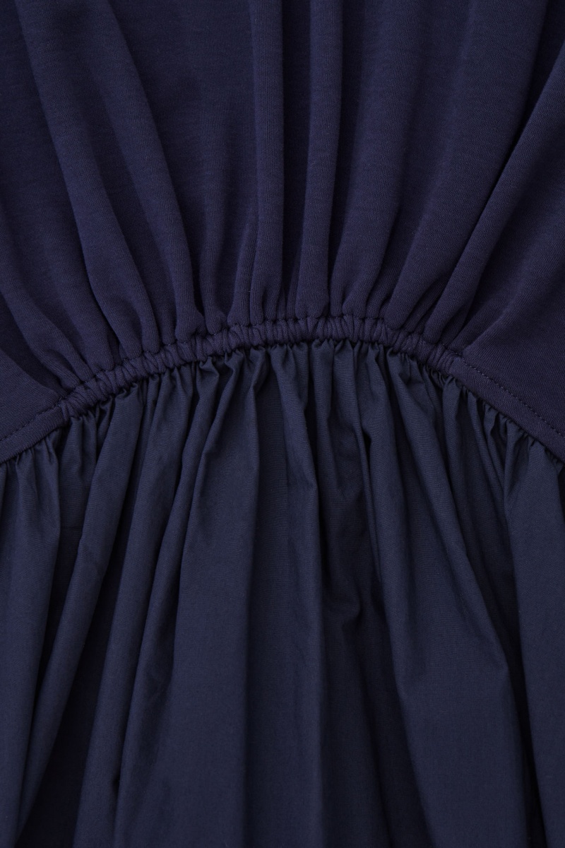 Dámské Šaty COS Asymmetric Gathered-Pasem Midi Tmavě Blankyt | QJBG-38072
