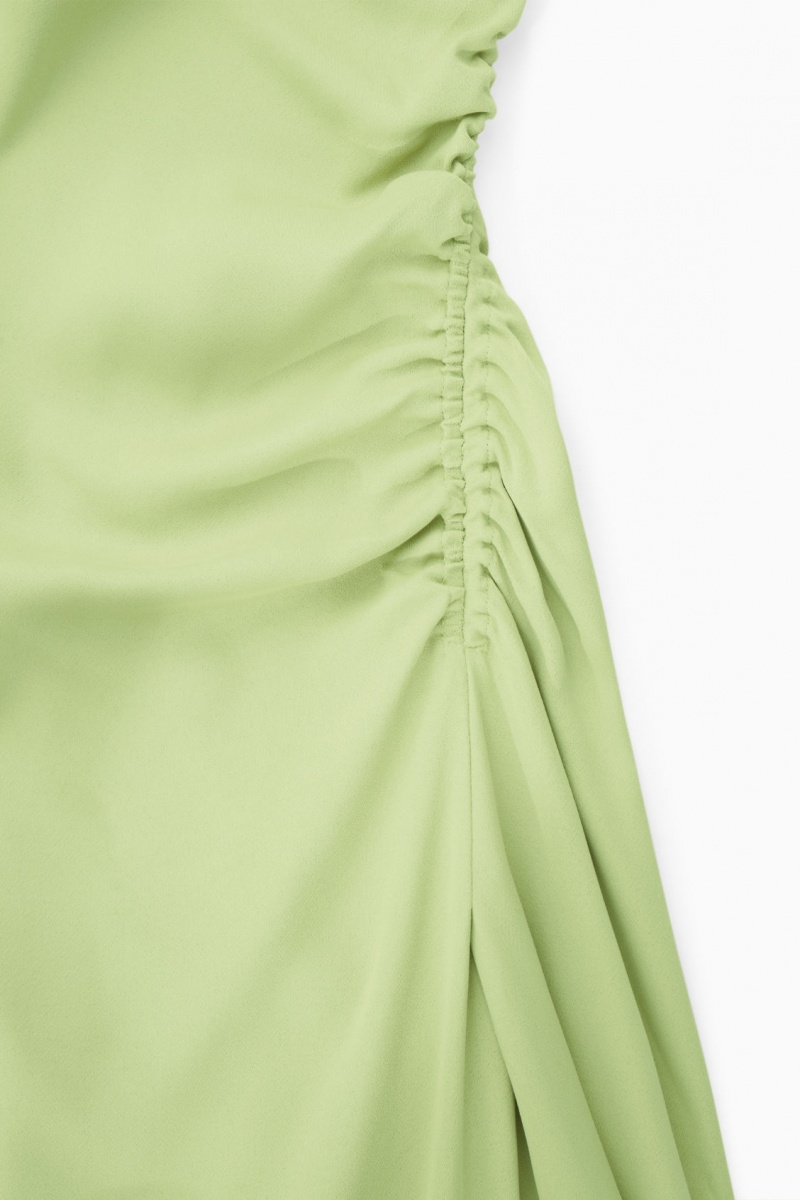 Dámské Šaty COS Asymmetric Gathered Satin Midi Zelene | RXQS-53490
