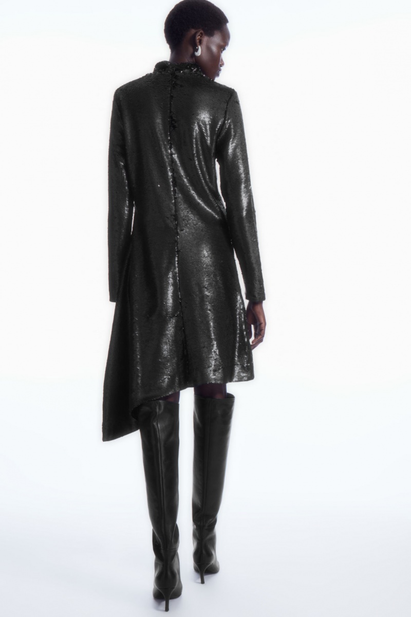 Dámské Šaty COS Asymmetric Sequined Mini Černé | CBWP-42958