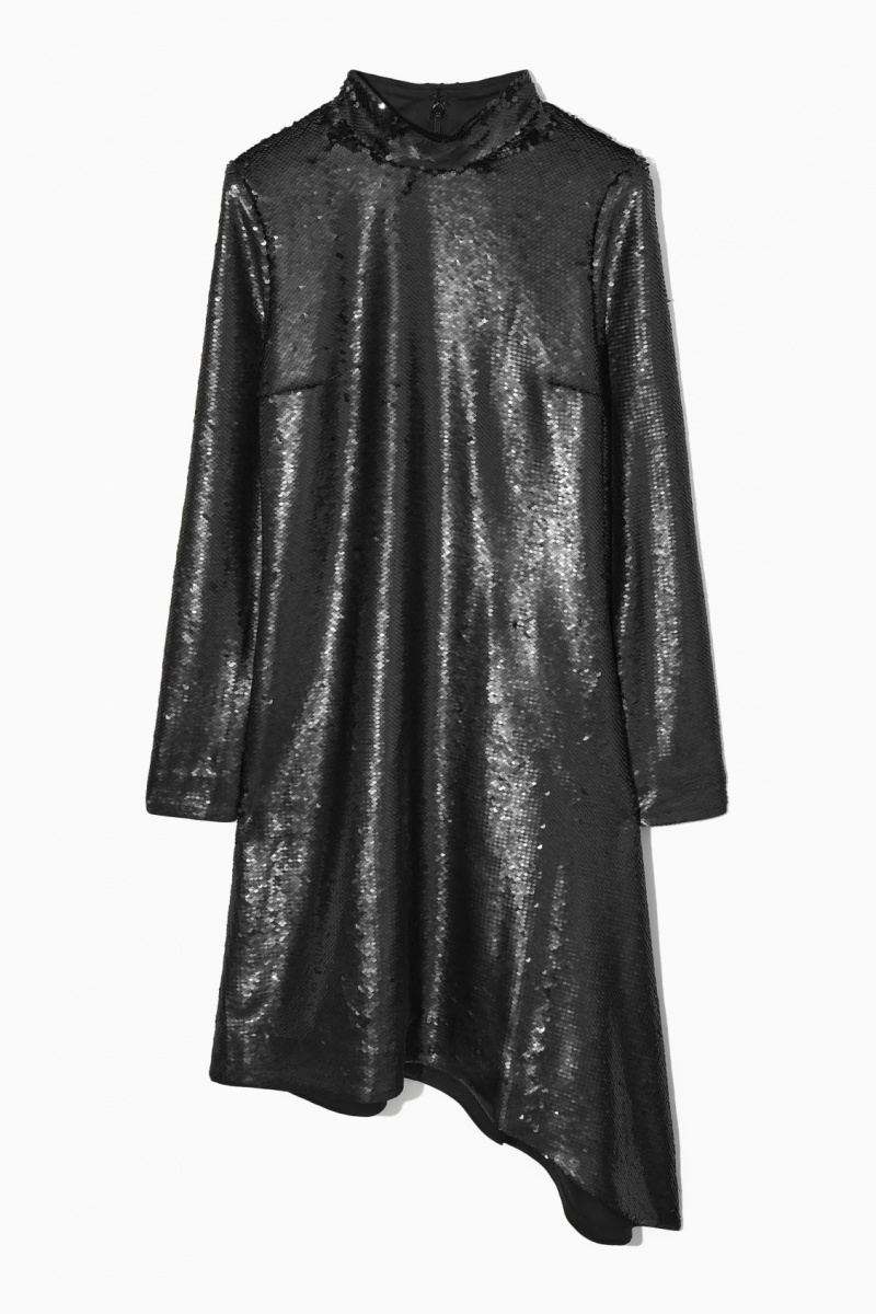 Dámské Šaty COS Asymmetric Sequined Mini Černé | CBWP-42958