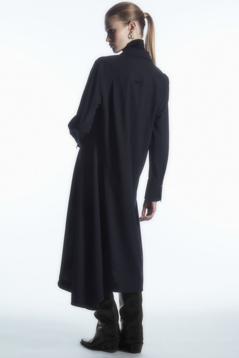 Dámské Šaty COS Asymmetric Vlna Tmavě Blankyt | NLHC-35927