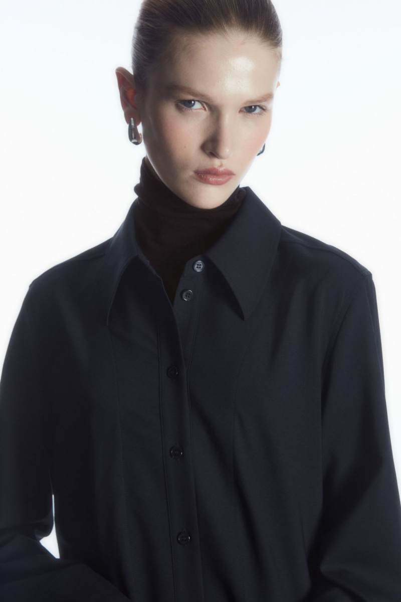 Dámské Šaty COS Asymmetric Vlna Tmavě Blankyt | NLHC-35927