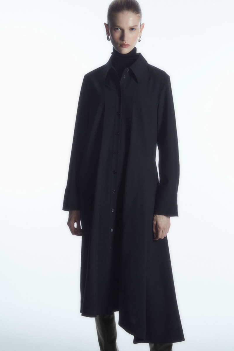 Dámské Šaty COS Asymmetric Vlna Tmavě Blankyt | NLHC-35927