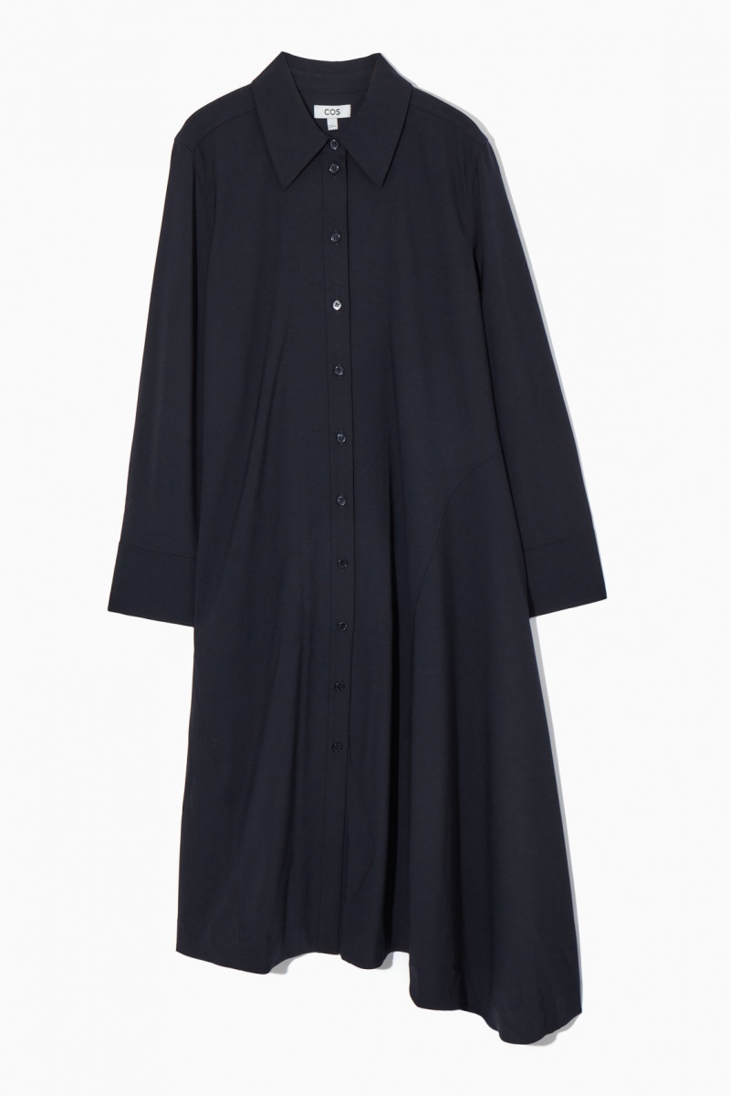 Dámské Šaty COS Asymmetric Vlna Tmavě Blankyt | NLHC-35927