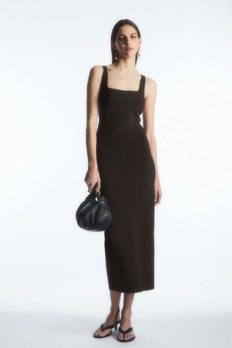 Dámské Šaty COS Backless Square-Neck Pletené Tmavě Hnědé | MEUQ-46813