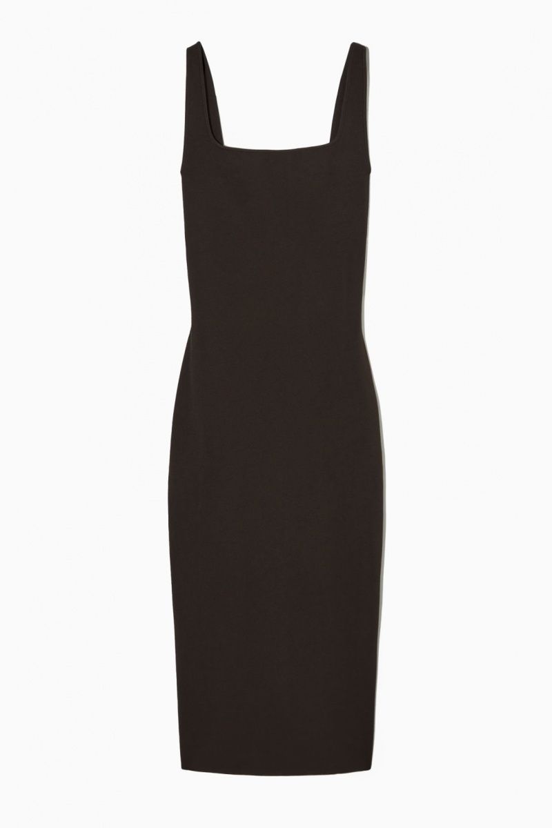 Dámské Šaty COS Backless Square-Neck Pletené Tmavě Hnědé | MEUQ-46813