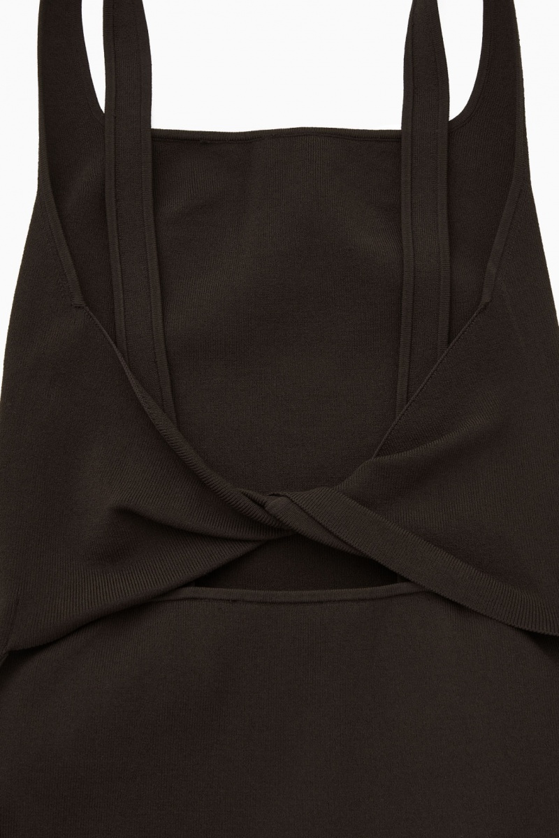 Dámské Šaty COS Backless Square-Neck Pletené Tmavě Hnědé | MEUQ-46813