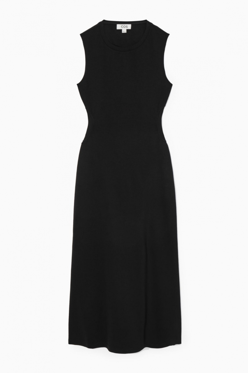 Dámské Šaty COS Bez Rukávů Cutout Maxi Černé | ZMGI-16295