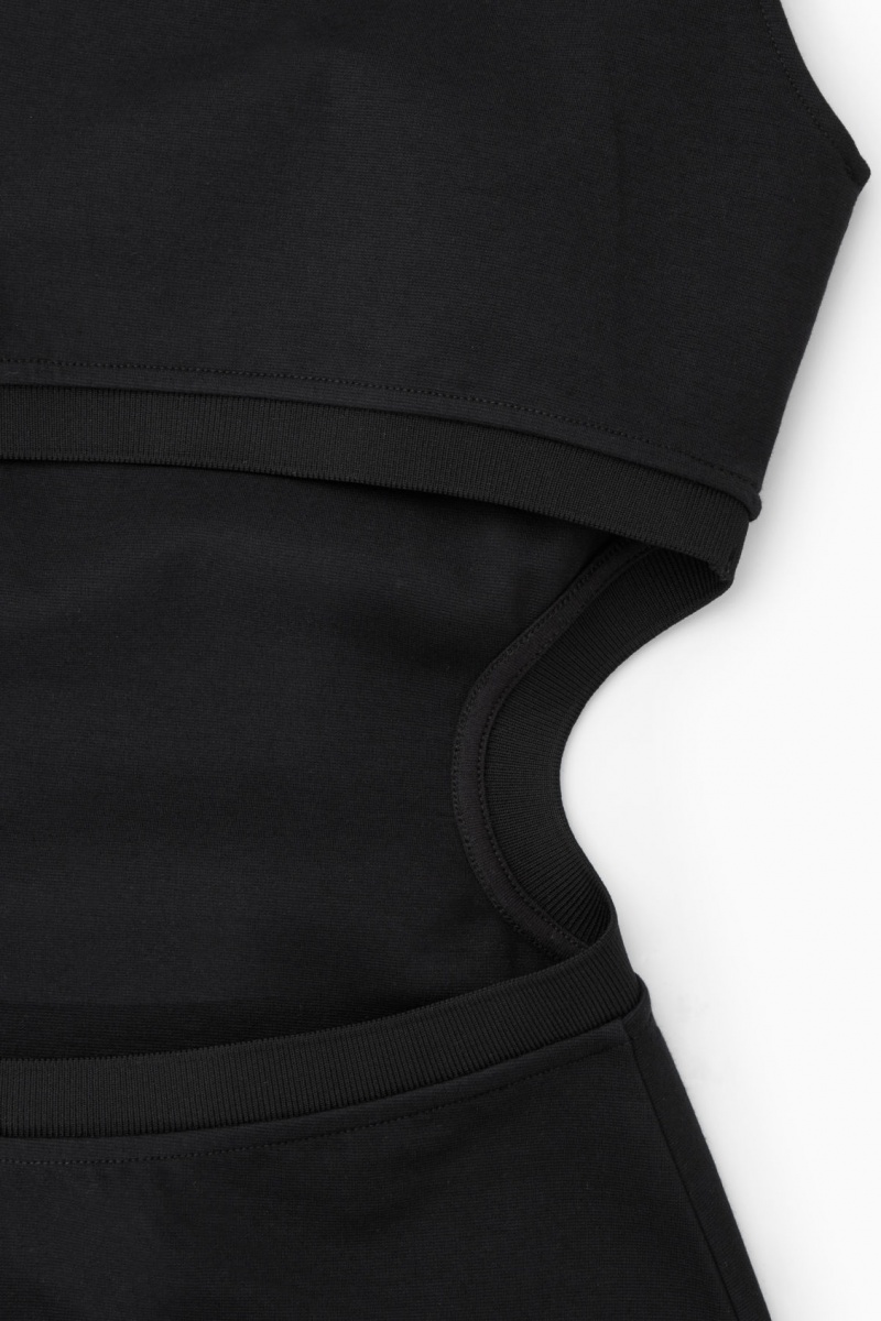 Dámské Šaty COS Bez Rukávů Cutout Maxi Černé | ZMGI-16295