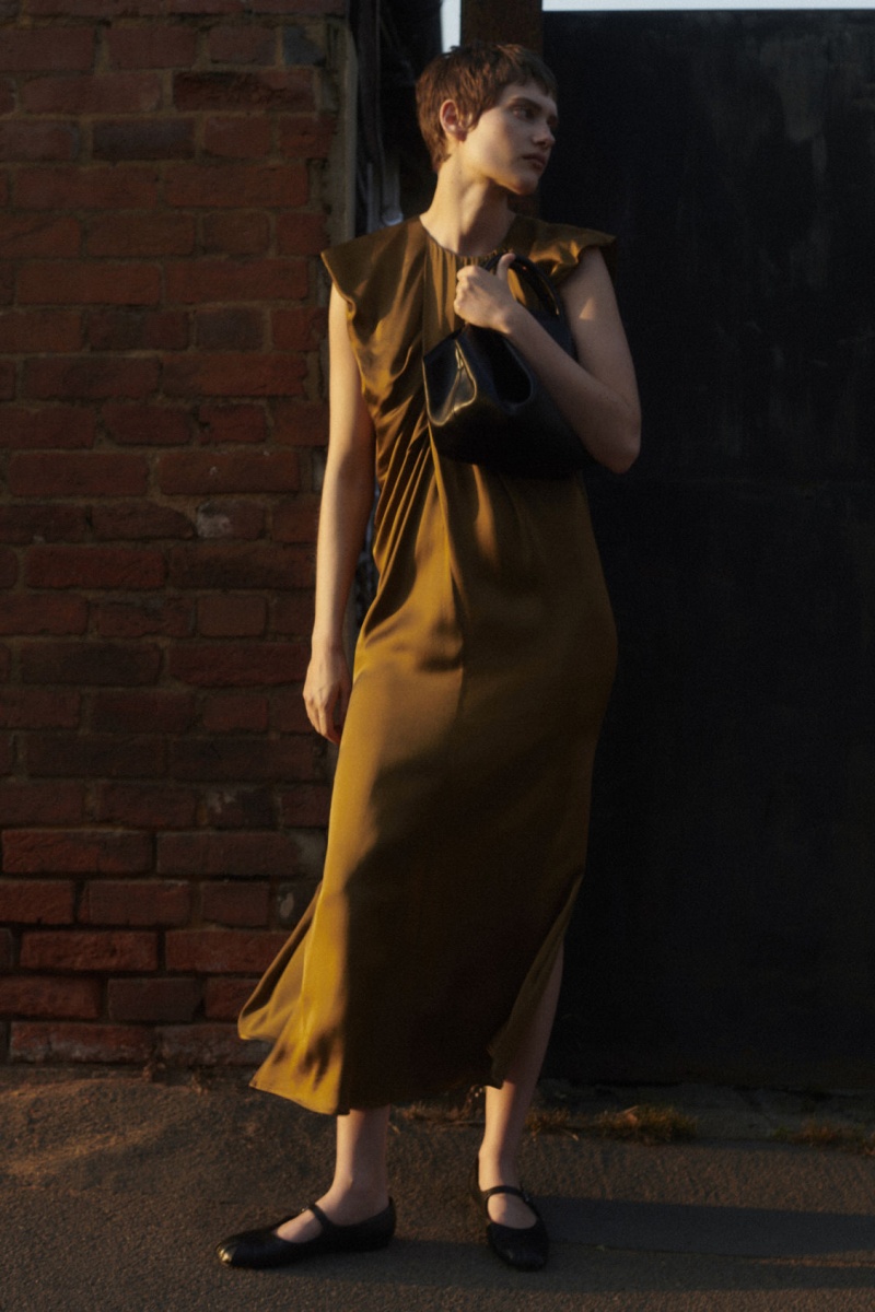 Dámské Šaty COS Draped Cap-Sleeve Midi Hnědé | OALV-52670