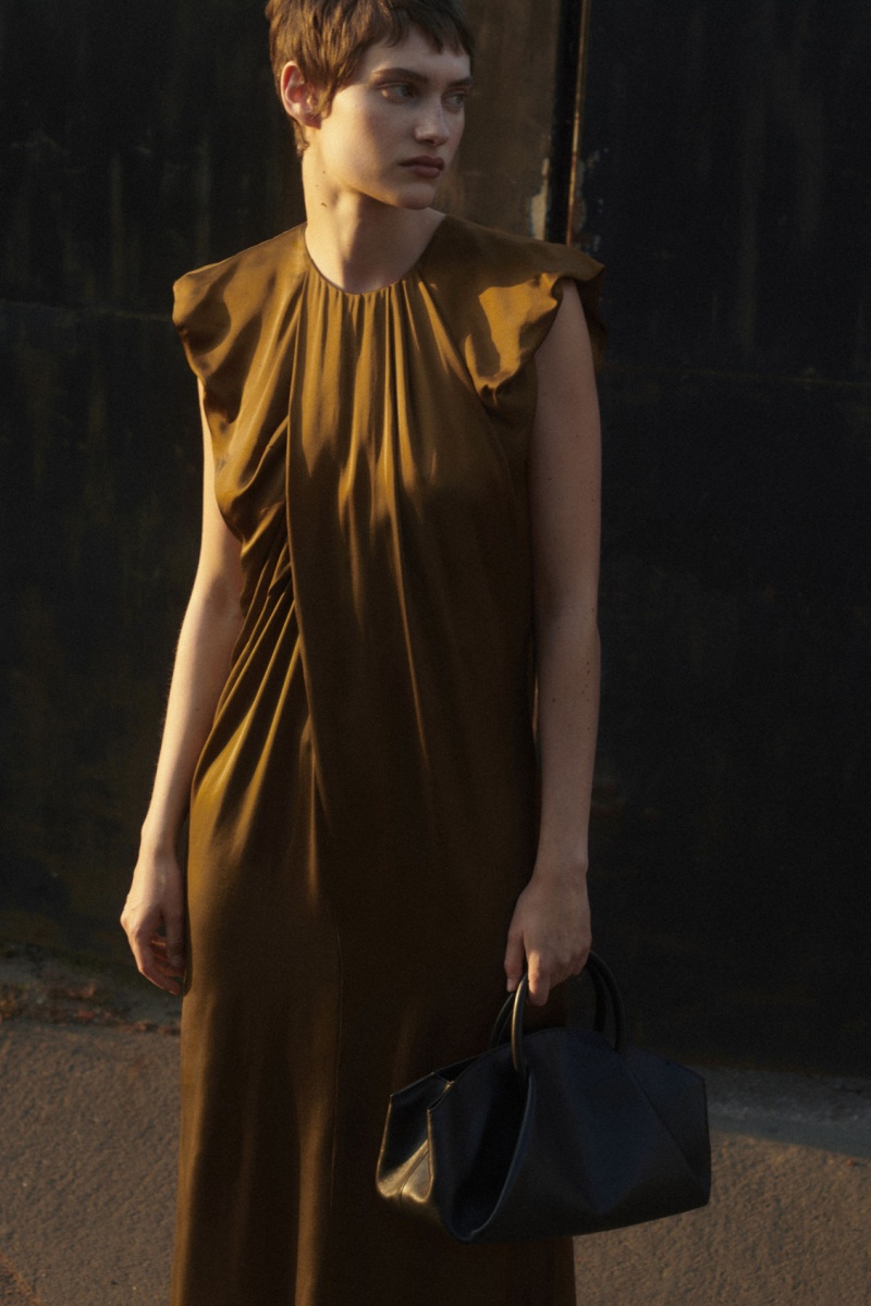 Dámské Šaty COS Draped Cap-Sleeve Midi Hnědé | OALV-52670