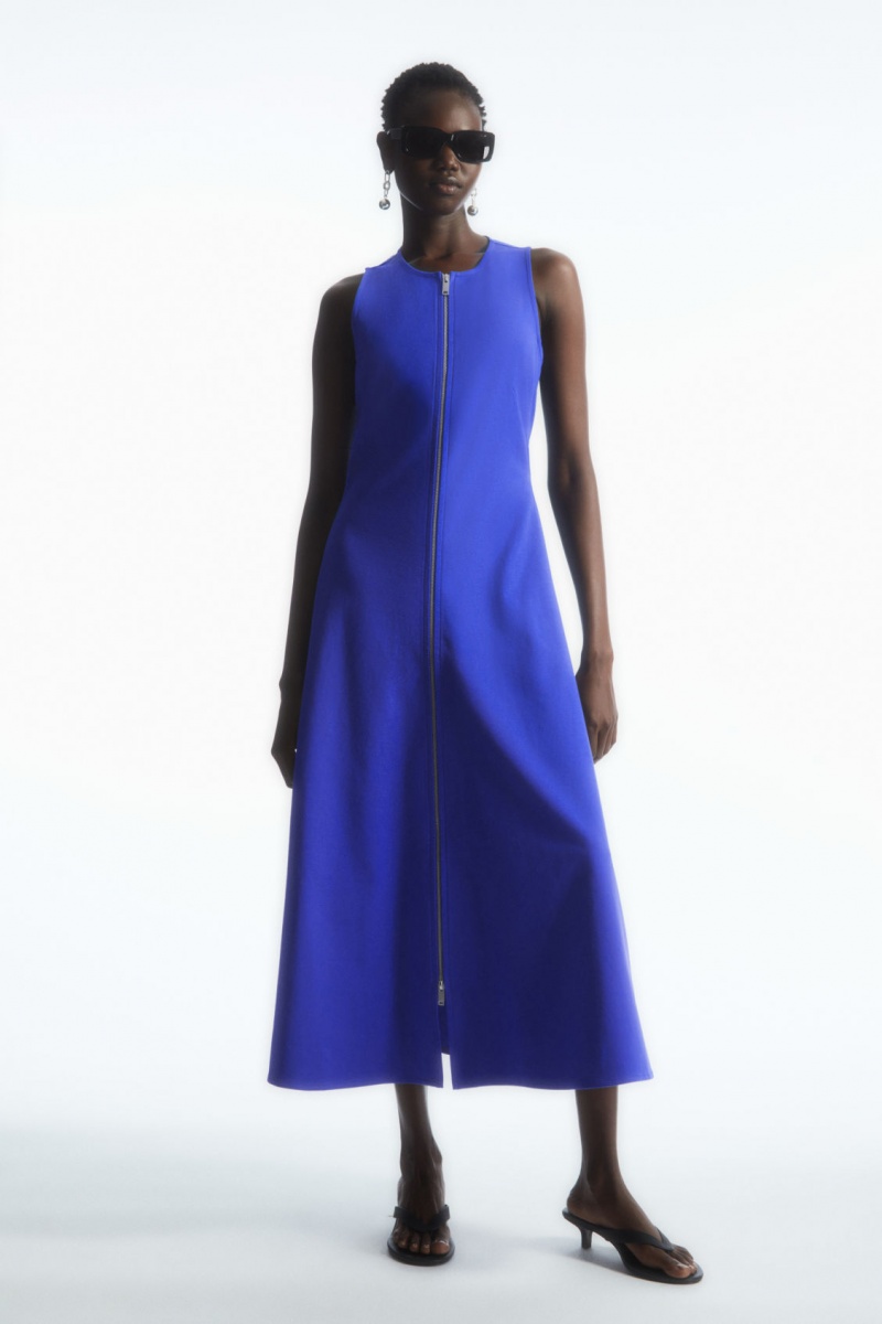 Dámské Šaty COS Flared Zip-Up Midi Světle Blankyt | JCLE-03148