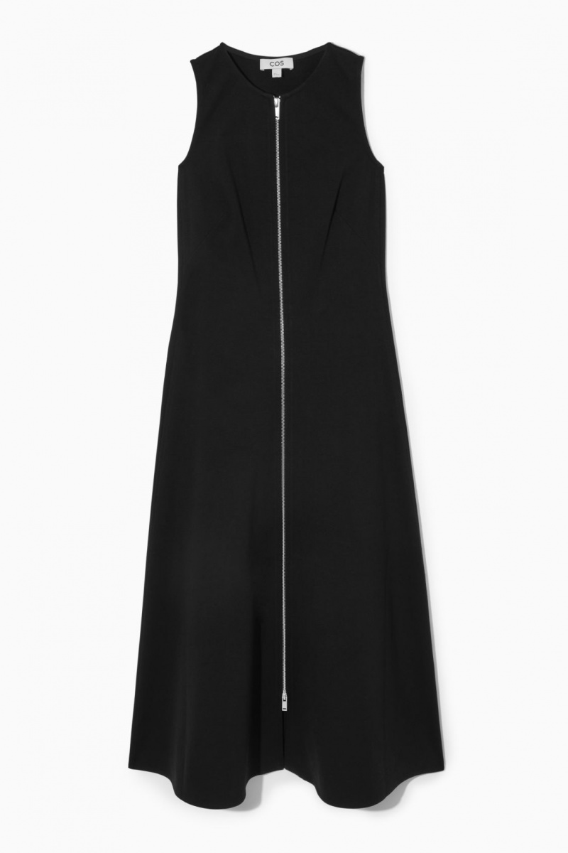 Dámské Šaty COS Flared Zip-Up Midi Černé | HLRT-56217